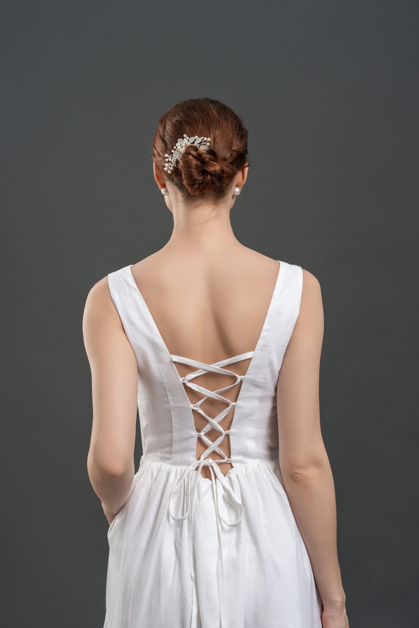 White V-Neck Sleeveless Midi Dress - Image 3